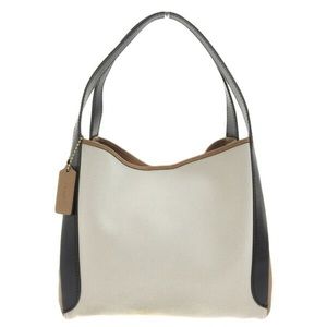 COACH coach canvas leather shoulder bag 89971 beige/brown/black